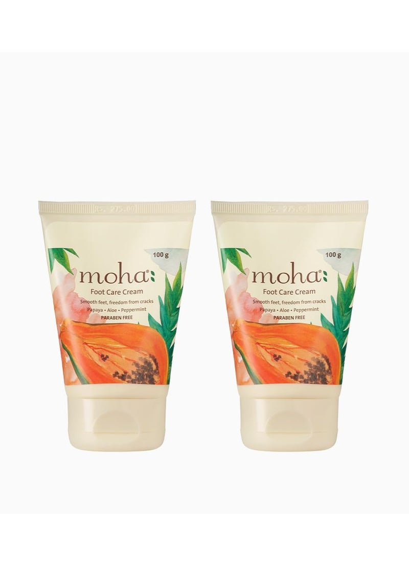 moha: Foot Cream For Rough, Dry and Cracked Heel, Feet Cream For Heel Repair With Benefits Of AleoVera, Papaya & Peppermint Each 100 gram (Pack of 2)