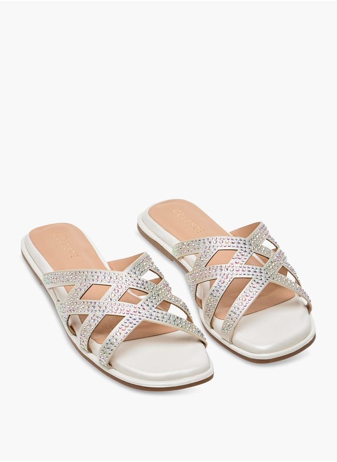 Girls' Embellished Slip-On Cross Strap Sandals Ramadan Collection