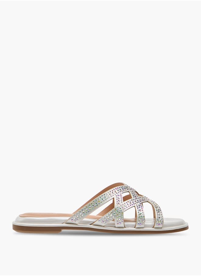 Girls' Embellished Slip-On Cross Strap Sandals Ramadan Collection