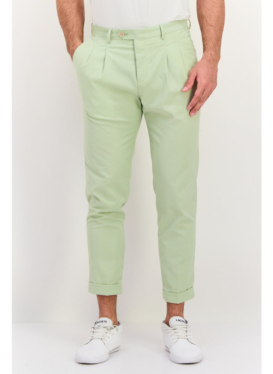 Men Regular Fit Plain Chino Pants, Sage Green