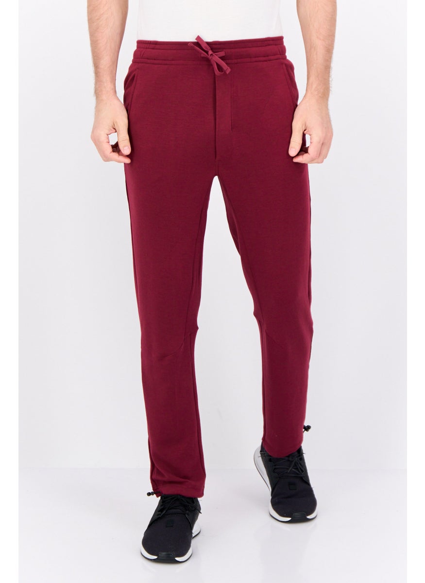 Men Slim Fit Brand Logo Jogger Pants, Maroon