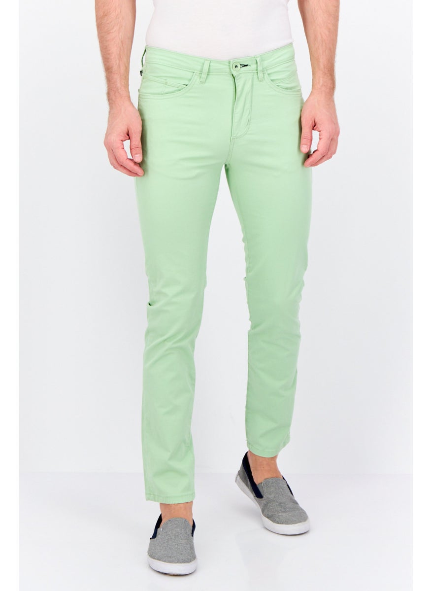 Men Regular Fit Solid Chino Pants, Mint Green