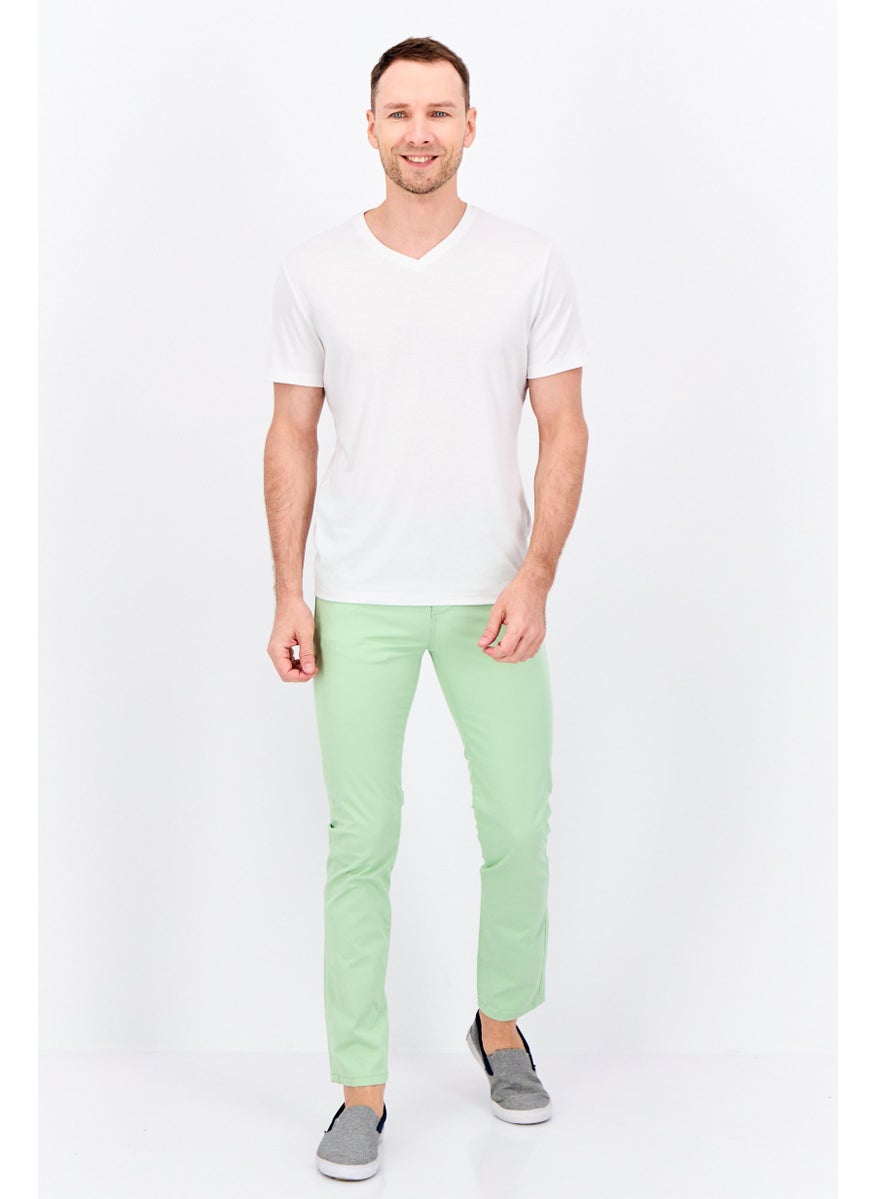 Men Regular Fit Solid Chino Pants, Mint Green