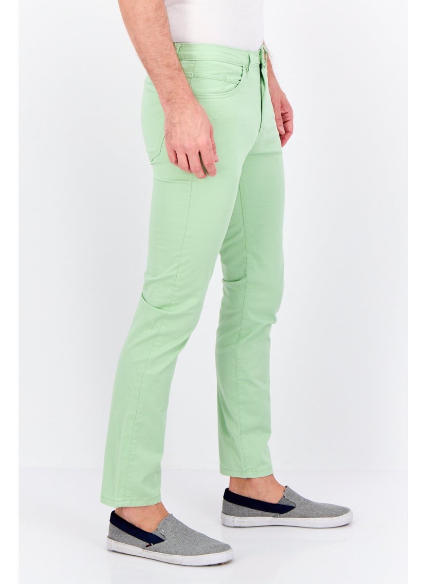 Men Regular Fit Solid Chino Pants, Mint Green