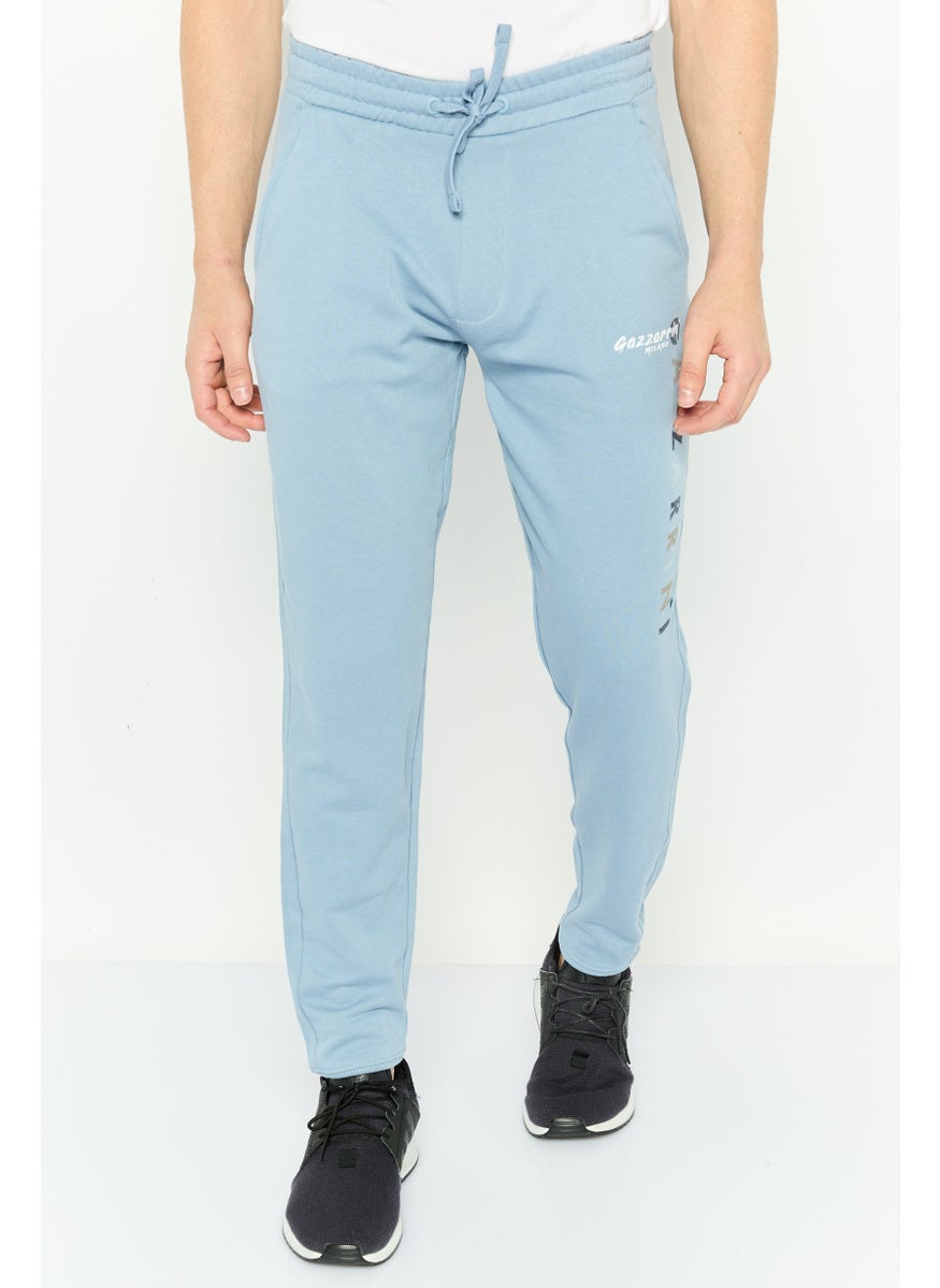 Men Regular Fit  Brand Logo Joggers Pant, Slate Blue