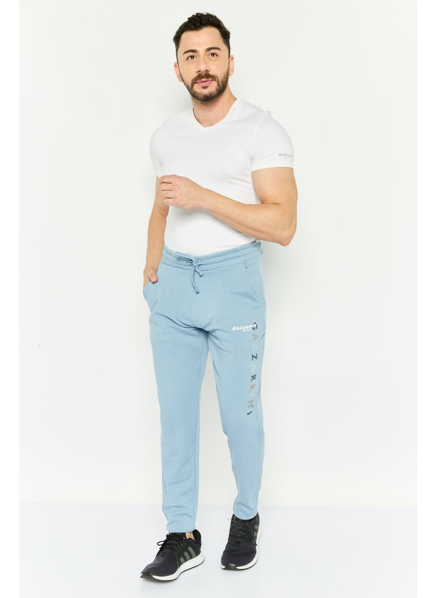 Men Regular Fit  Brand Logo Joggers Pant, Slate Blue