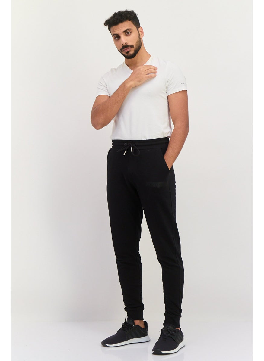 Men Regular Fit Drawstring Solid Jogger Pants, Black