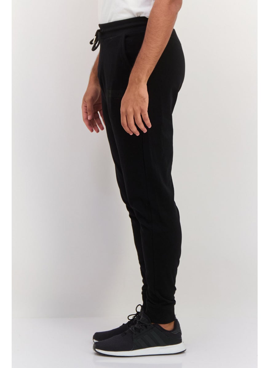 Men Regular Fit Drawstring Solid Jogger Pants, Black