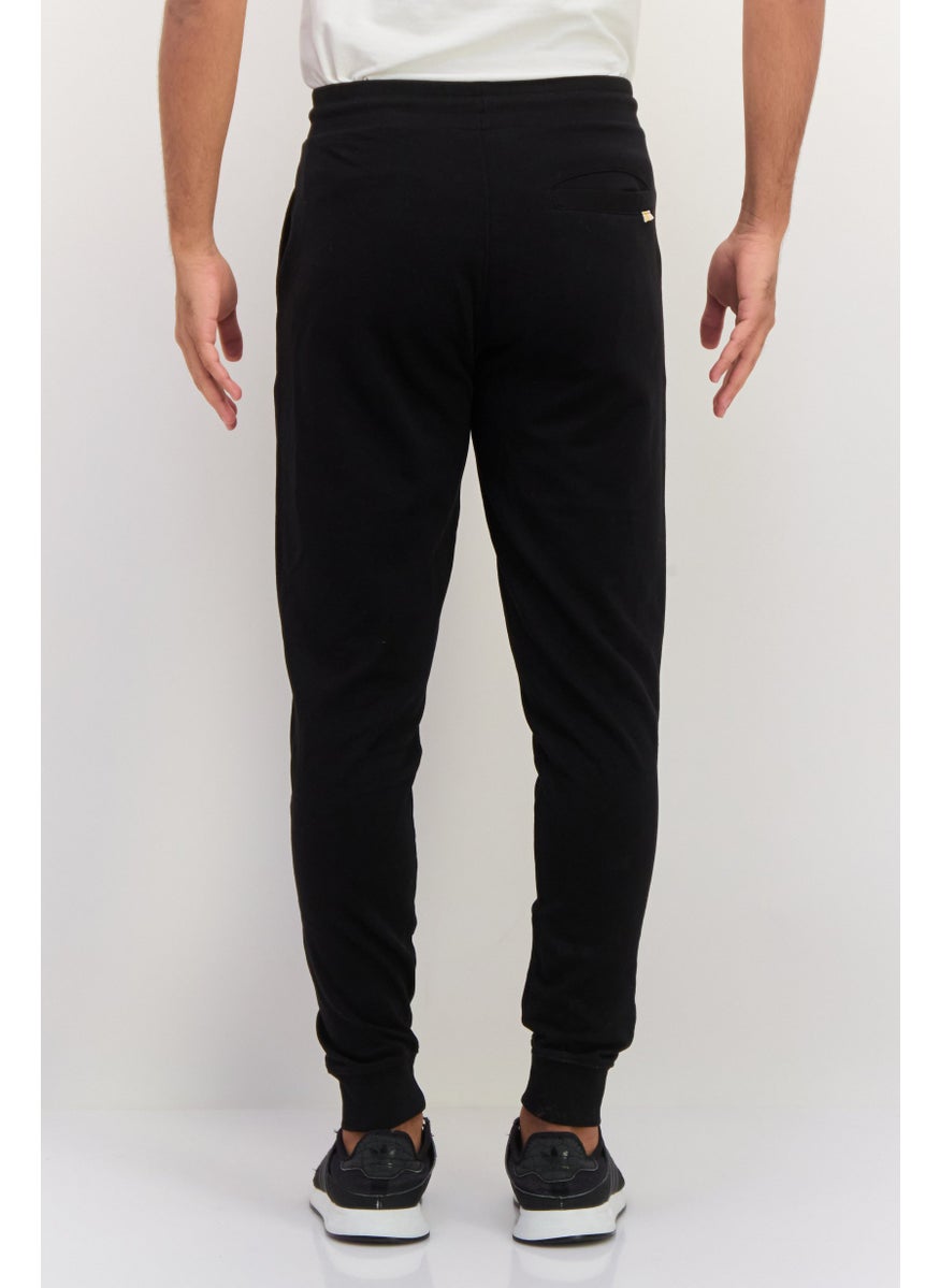 Men Regular Fit Drawstring Solid Jogger Pants, Black