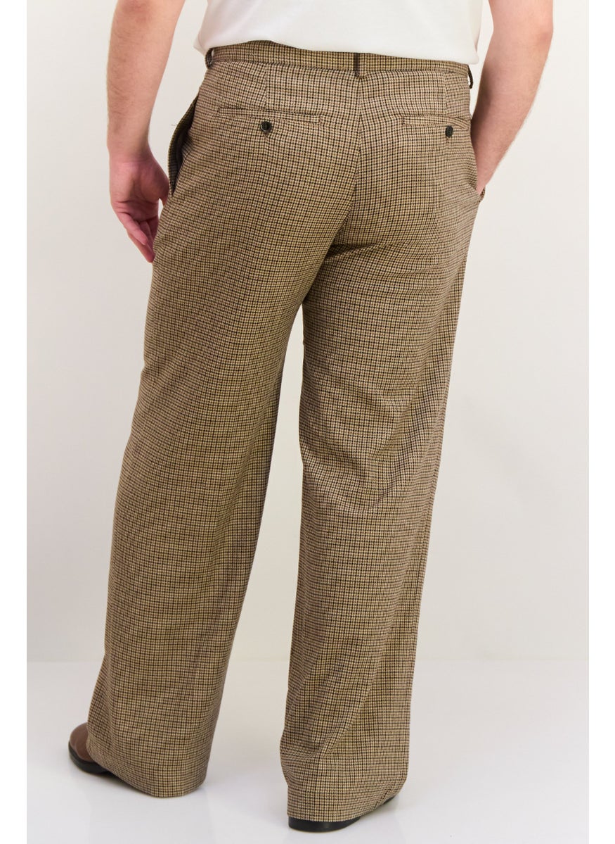 Men Regular Fit Houndstooth Pleated Suit Pants, Multicolor
