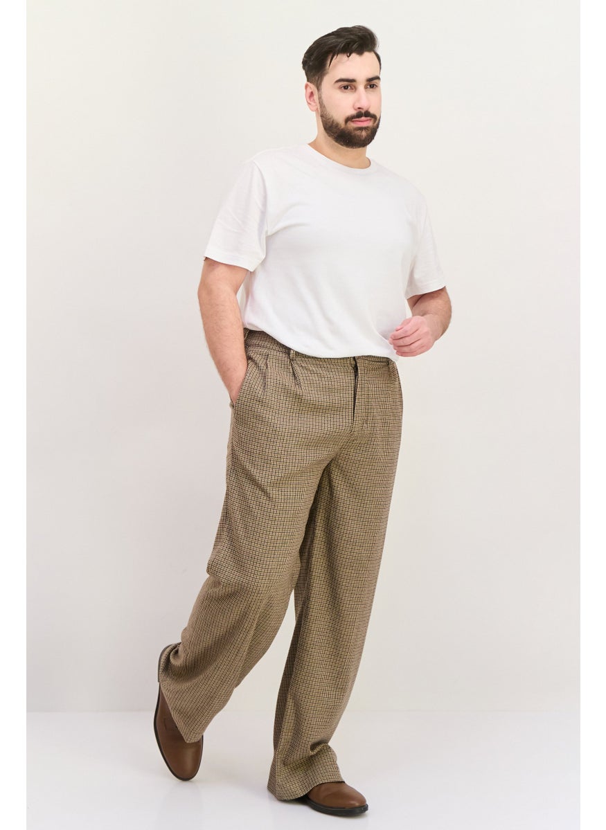 Men Regular Fit Houndstooth Pleated Suit Pants, Multicolor