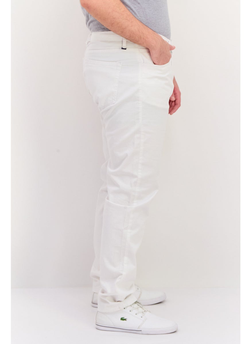 Men Regular Fit Solid Chino Pants, White