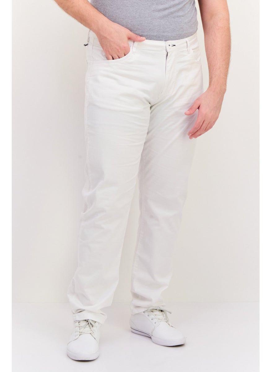 Men Regular Fit Solid Chino Pants, White