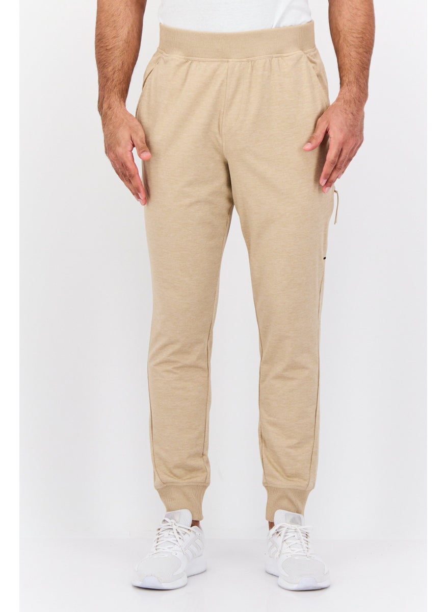 Men Regular Fit Heather Jogger Pants, Tan