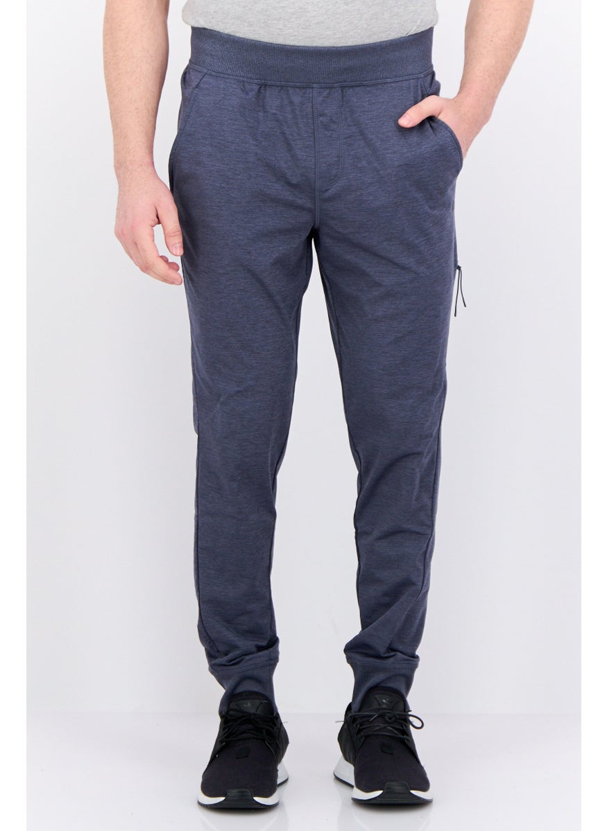 Men Slim Fit Solid Jogger Pants, Heather Grey