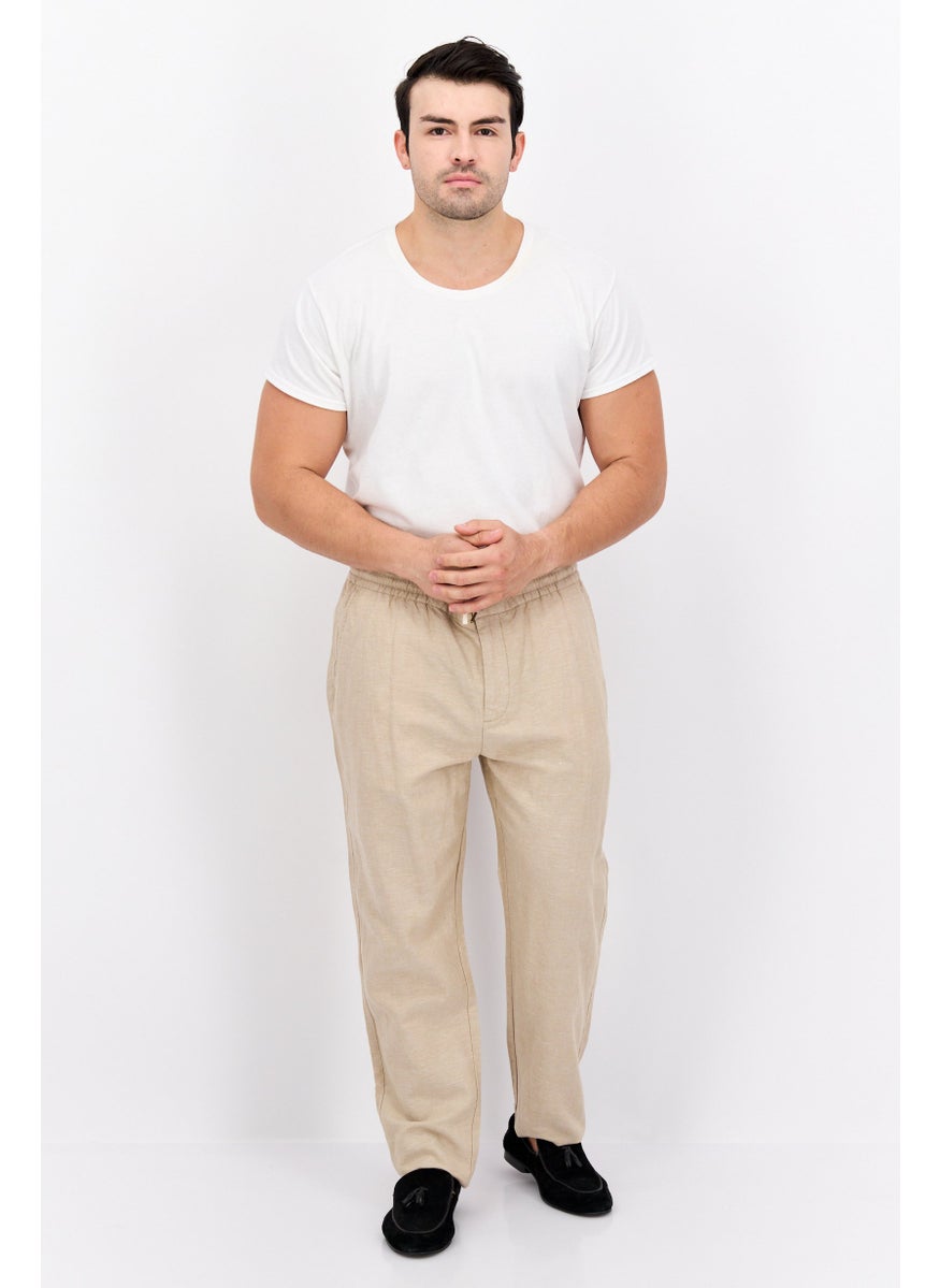 Men Straight Fit Textured Warren Chino Pants, Beige