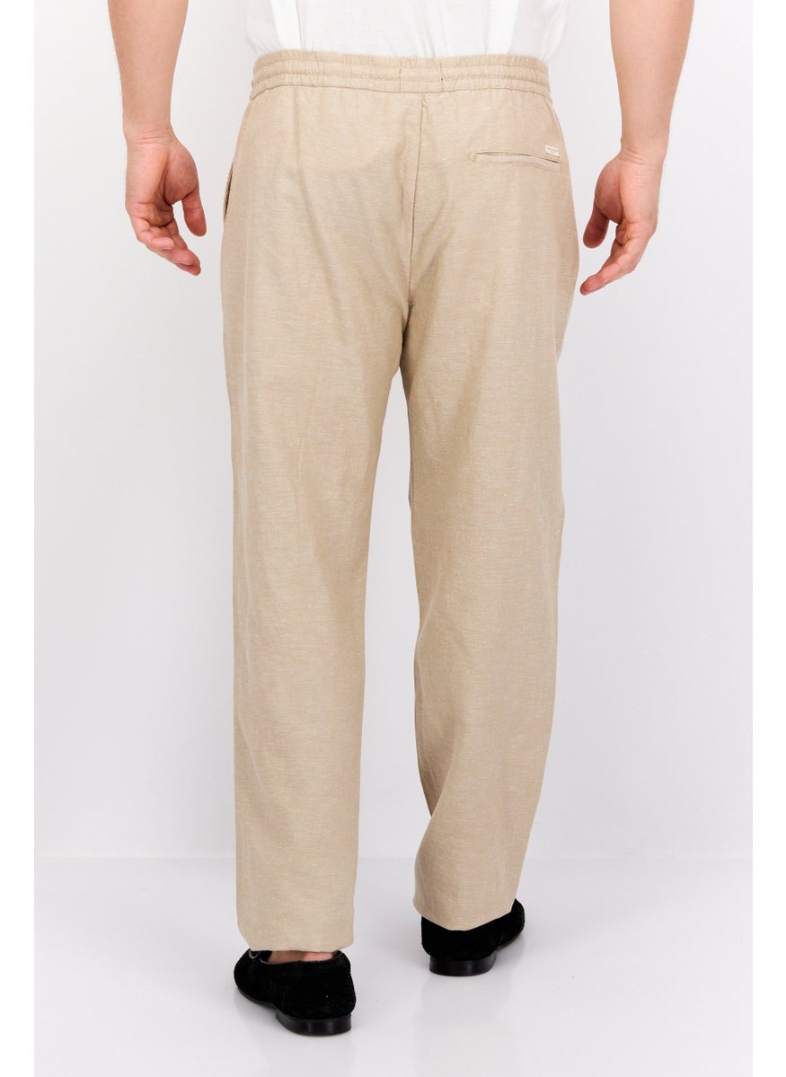 Men Straight Fit Textured Warren Chino Pants, Beige