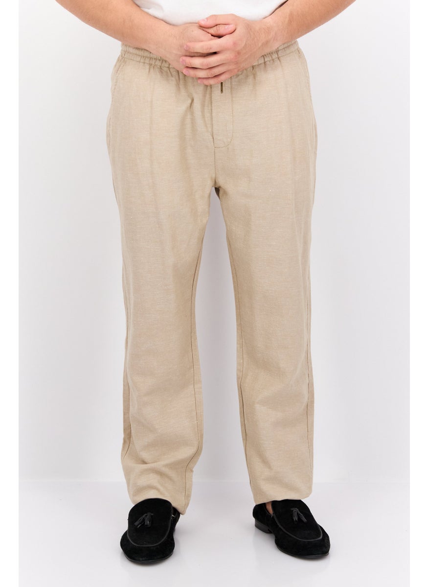 Men Straight Fit Textured Warren Chino Pants, Beige