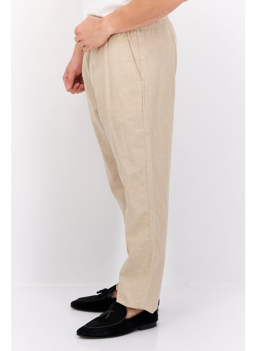 Men Straight Fit Textured Warren Chino Pants, Beige