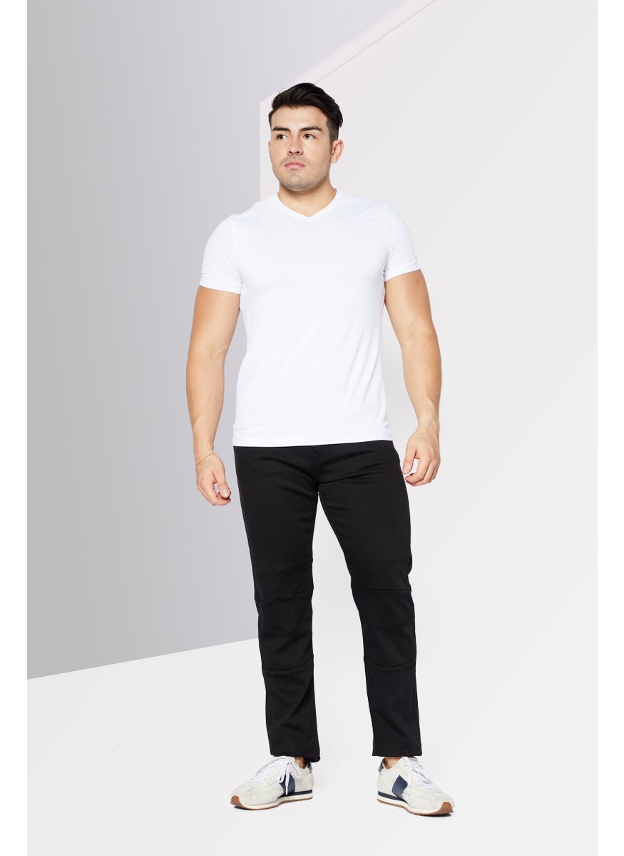 Men Regular Fit Solid Chino Pants, Black