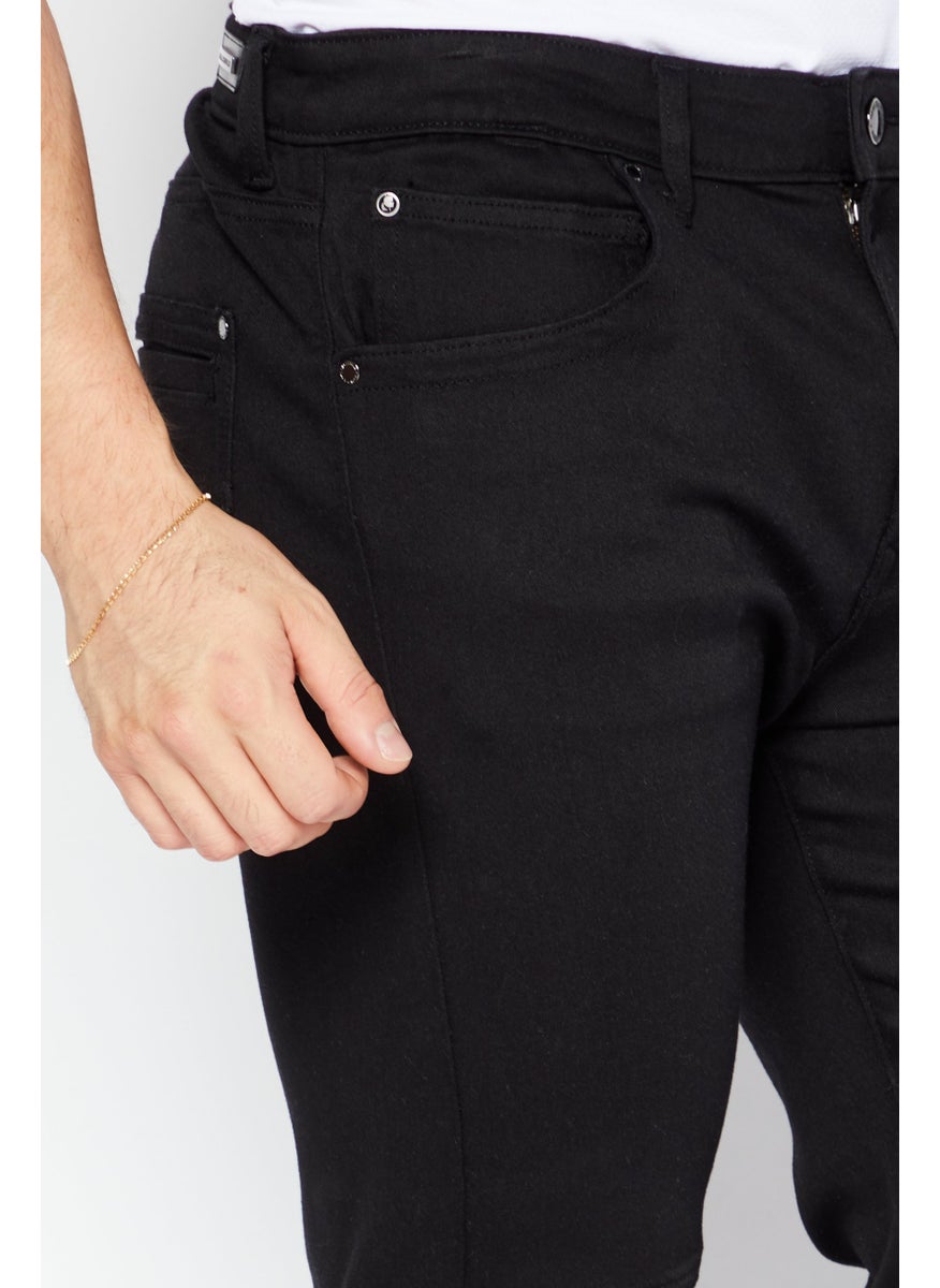 Men Regular Fit Solid Chino Pants, Black