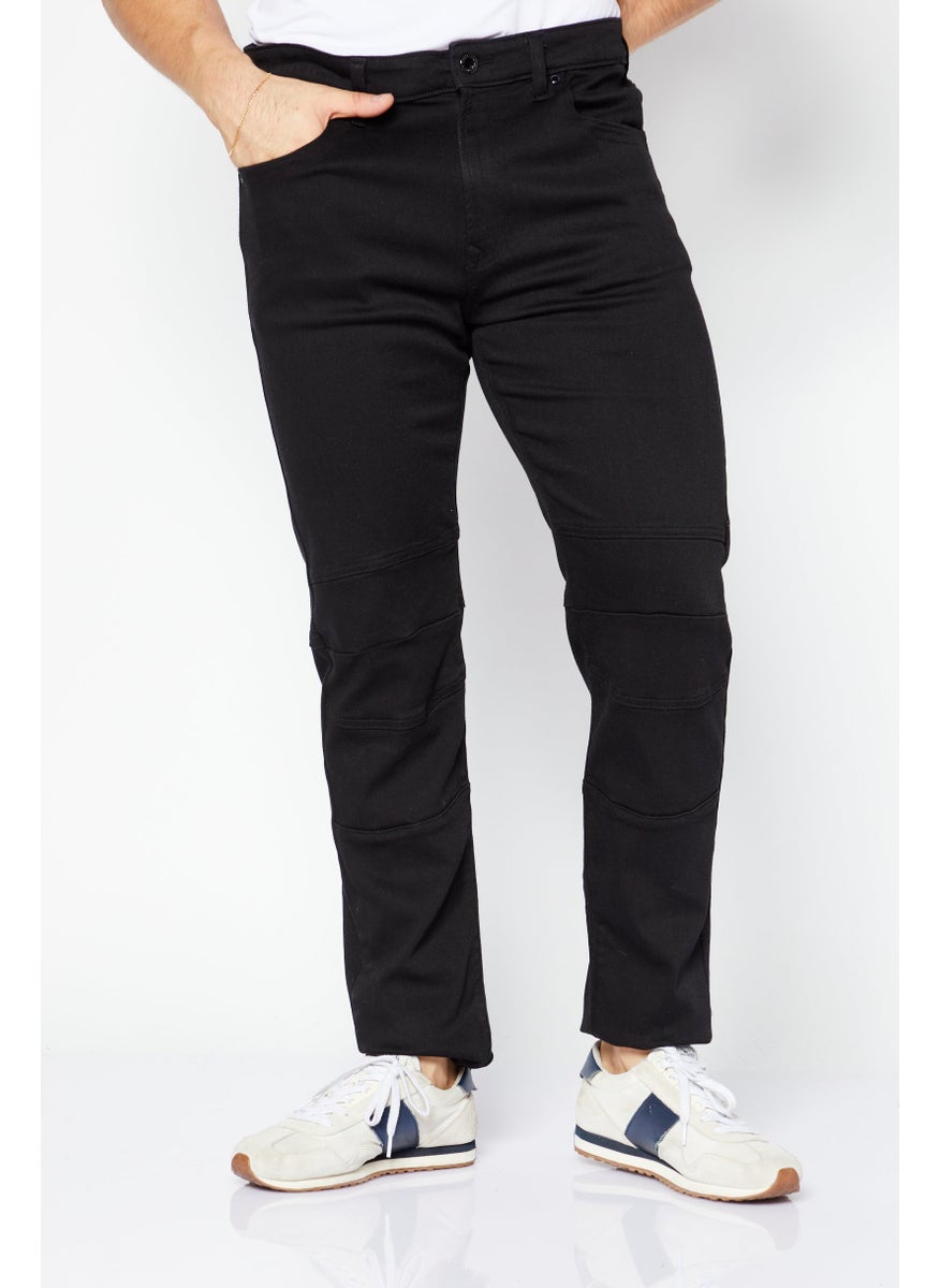 Men Regular Fit Solid Chino Pants, Black