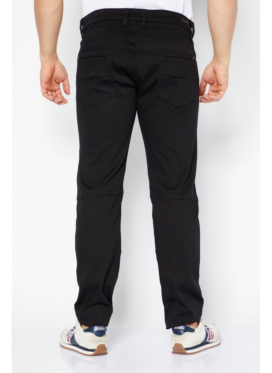 Men Regular Fit Solid Chino Pants, Black