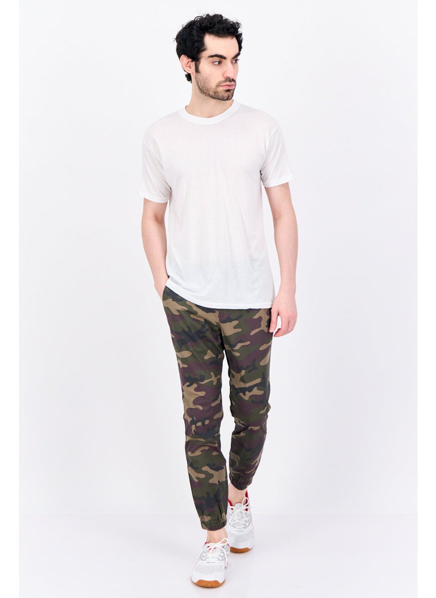 Men Regular Fit Camouflage Jogger Pants, Green Combo