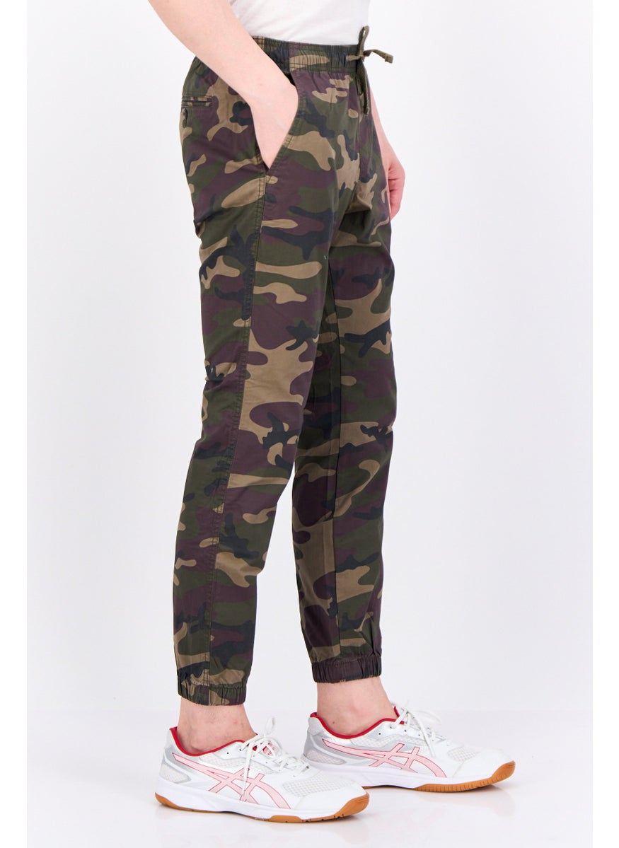 Men Regular Fit Camouflage Jogger Pants, Green Combo