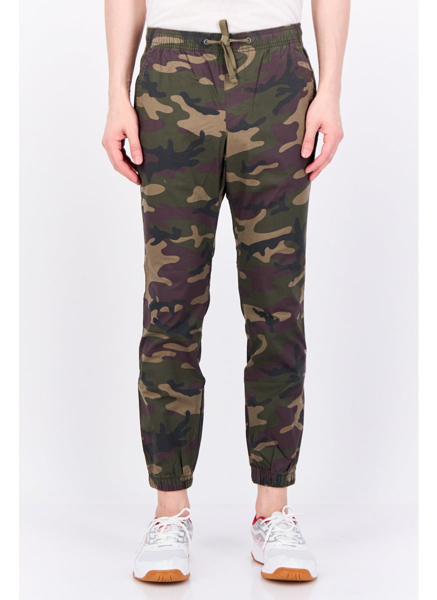 Men Regular Fit Camouflage Jogger Pants, Green Combo