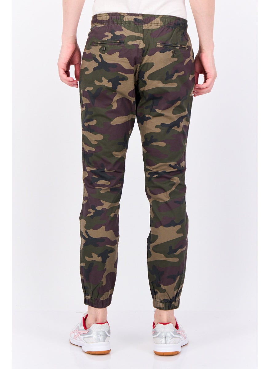Men Regular Fit Camouflage Jogger Pants, Green Combo