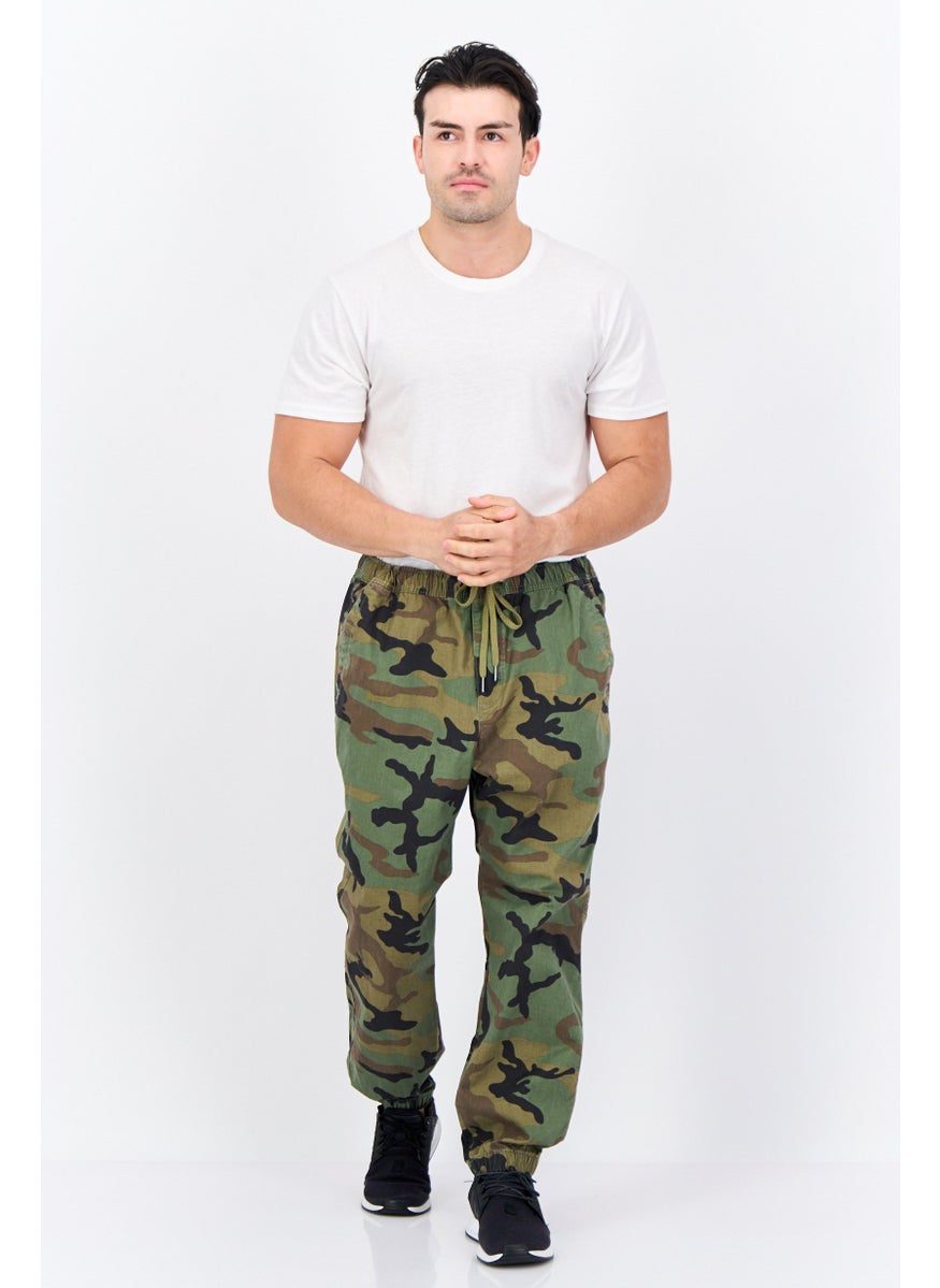 Men Regular Fit Coumflage Joggers Pants, Olive Combo