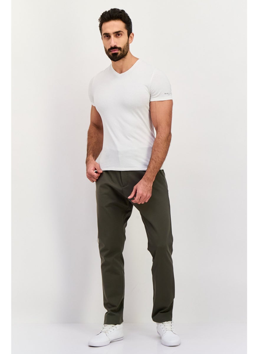 Men Regular Fit Plain Straight Leg Pants, Grey