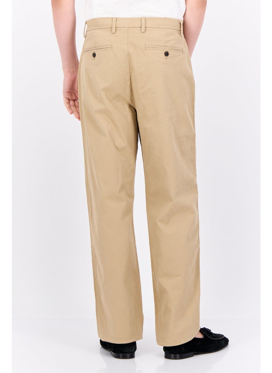Men Loose Fit Plain Chino Pants, Khaki