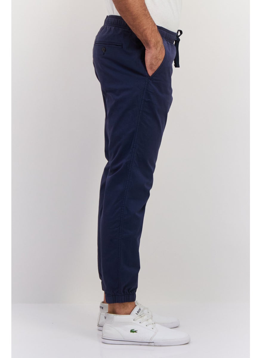 Men Regular Fit Solid Jogger Pants, Navy