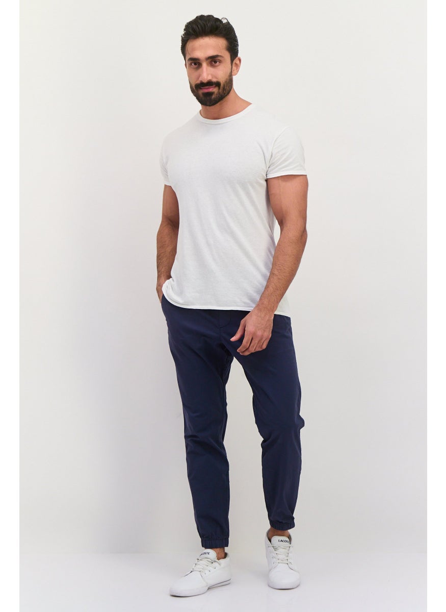 Men Regular Fit Solid Jogger Pants, Navy