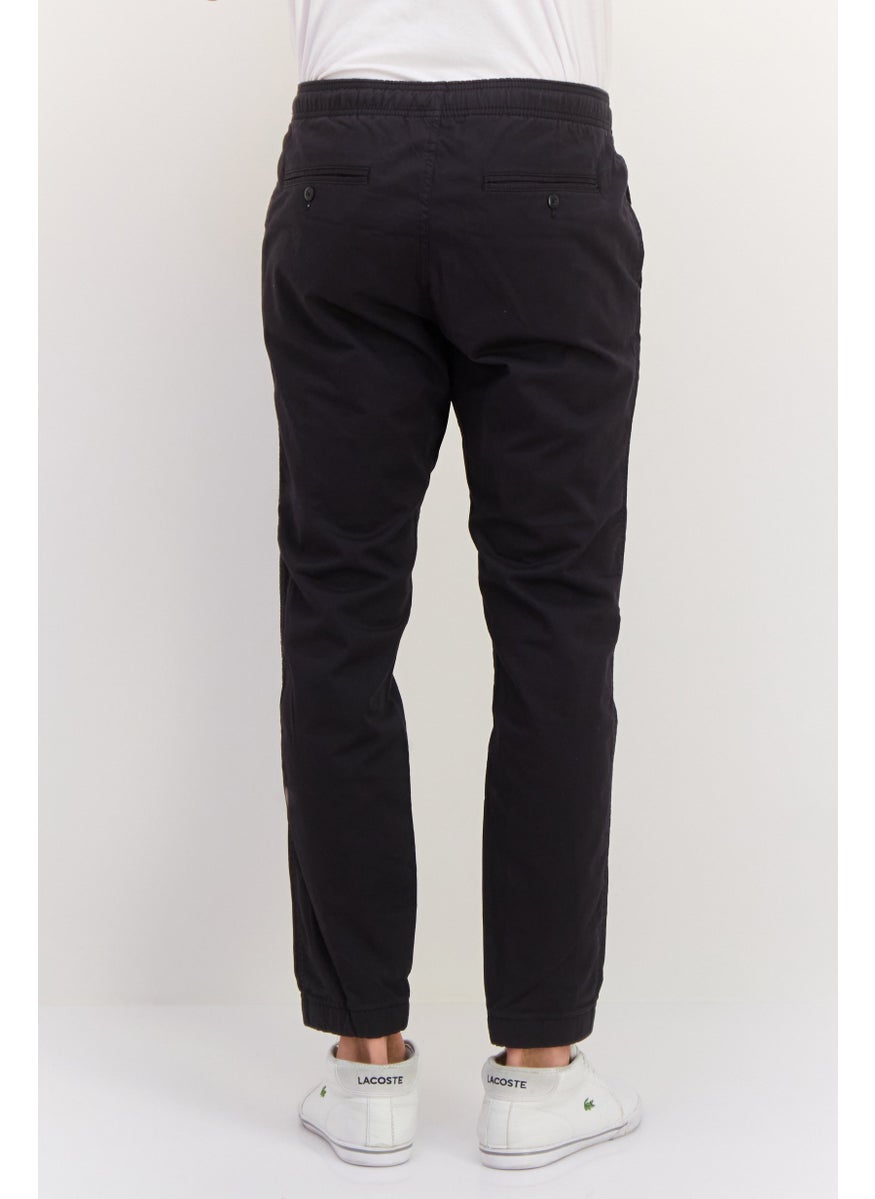 Men Regular Fit Plain Jogger Pants, Black