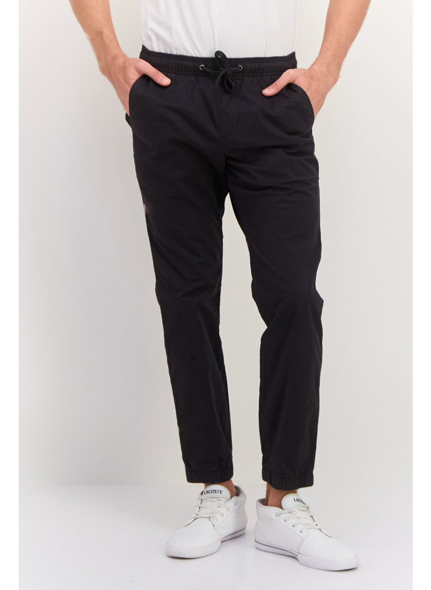 Men Regular Fit Plain Jogger Pants, Black