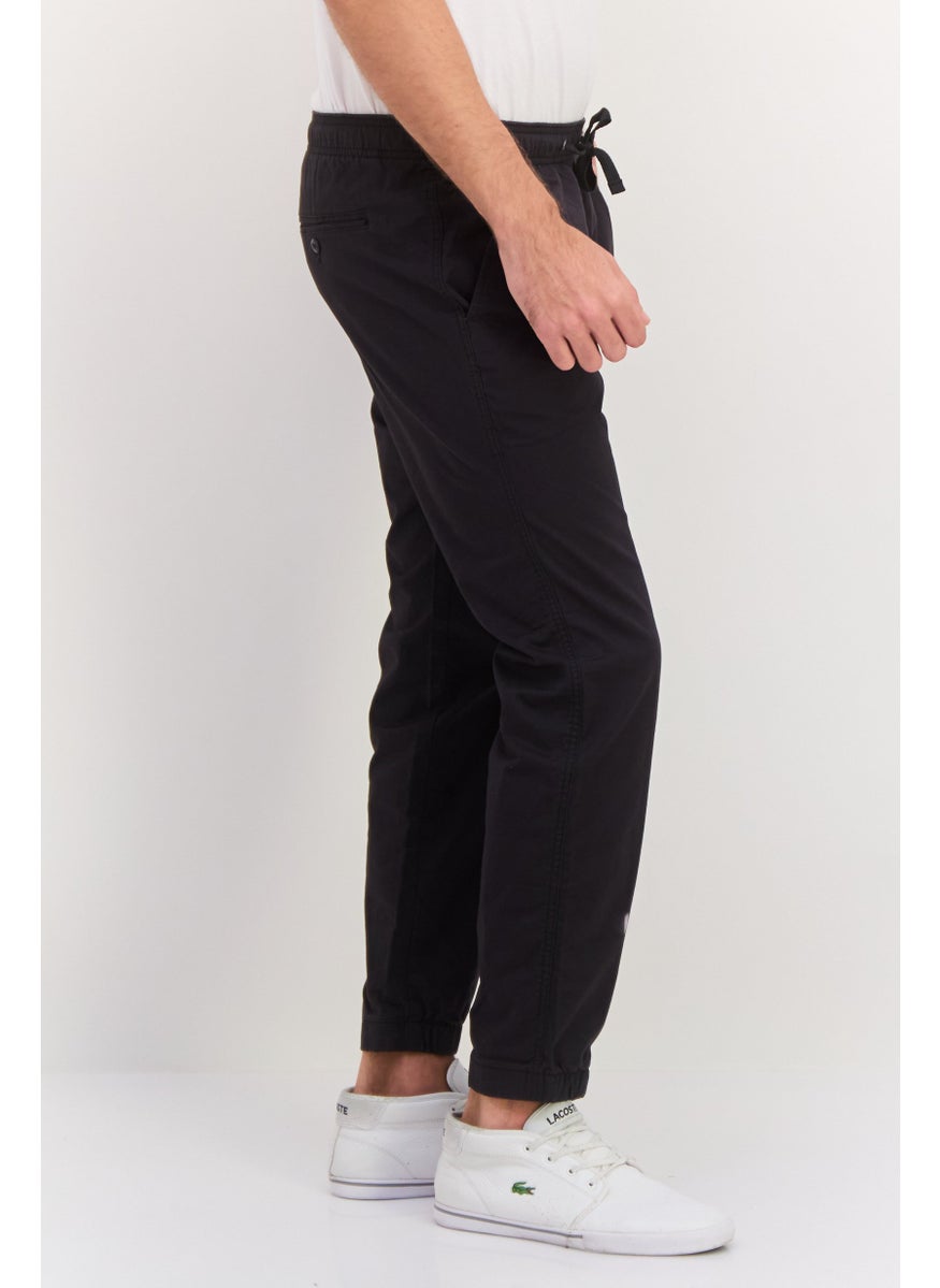 Men Regular Fit Plain Jogger Pants, Black