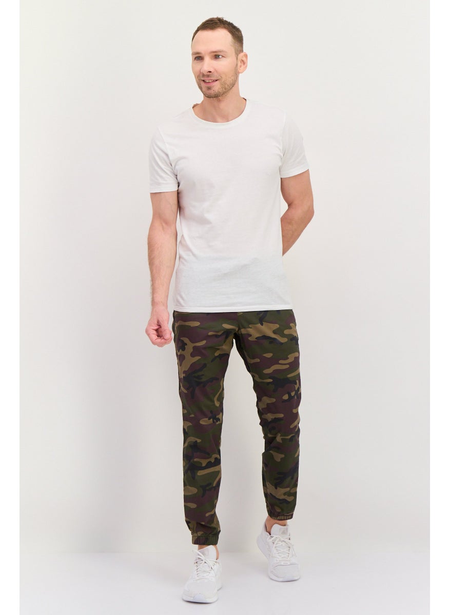Men Regular Fit Camouflage Jogger Pants, Olive Combo