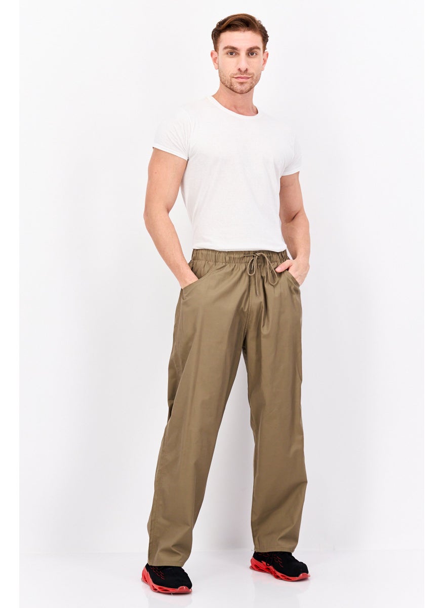 Men Regular Fit Solid Chino Pants, Dark Tan