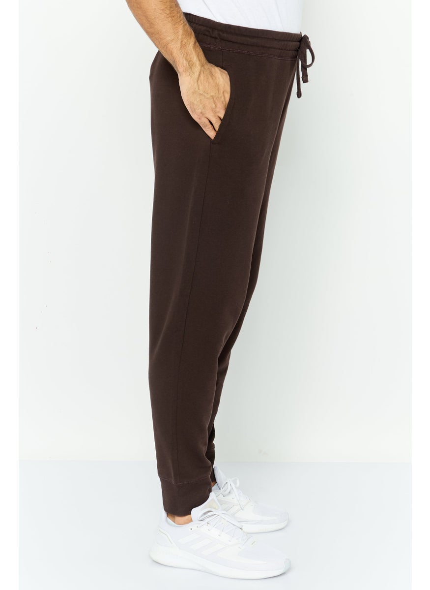 Men Regular Fit Embroidered Logo Jogger Pants, Dark Brown