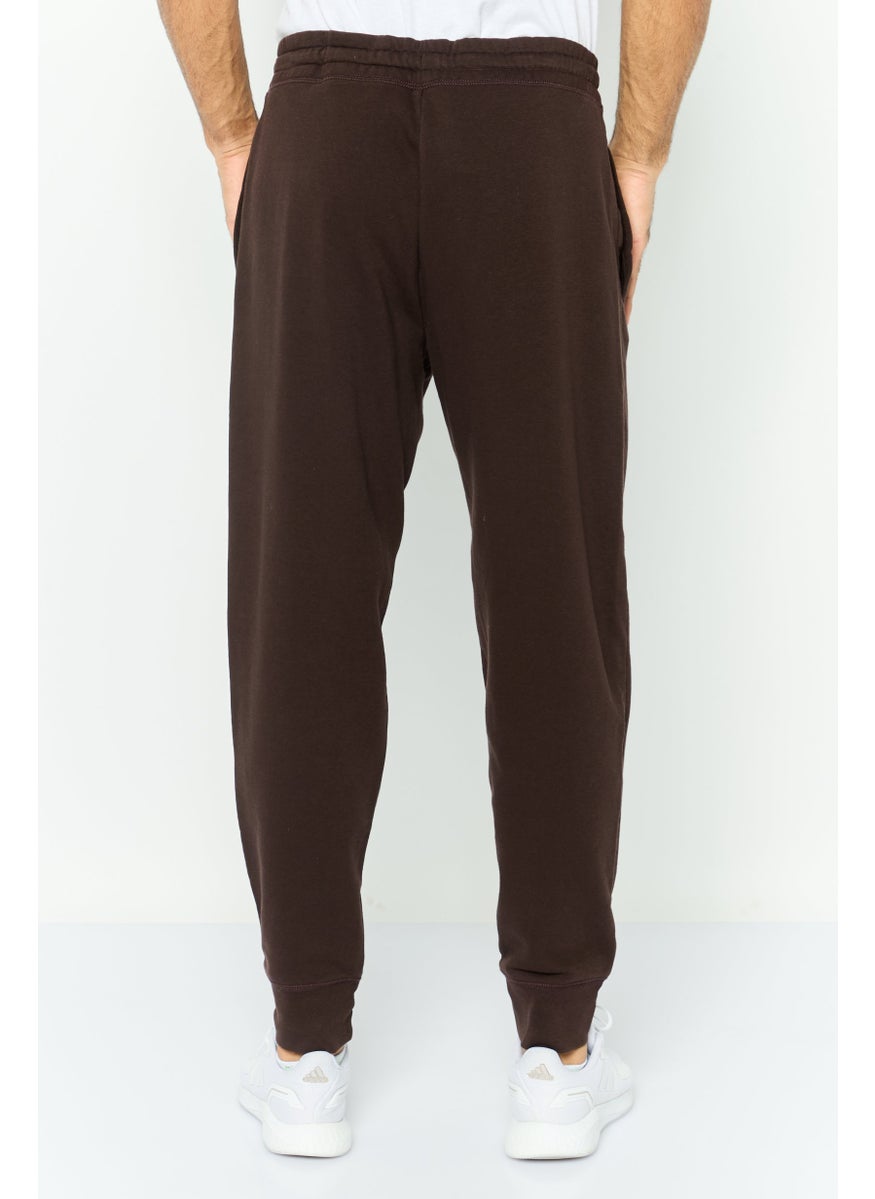 Men Regular Fit Embroidered Logo Jogger Pants, Dark Brown