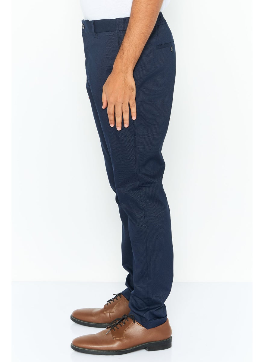 Men Regular Fit Solid Chino Pants, Blue Combo