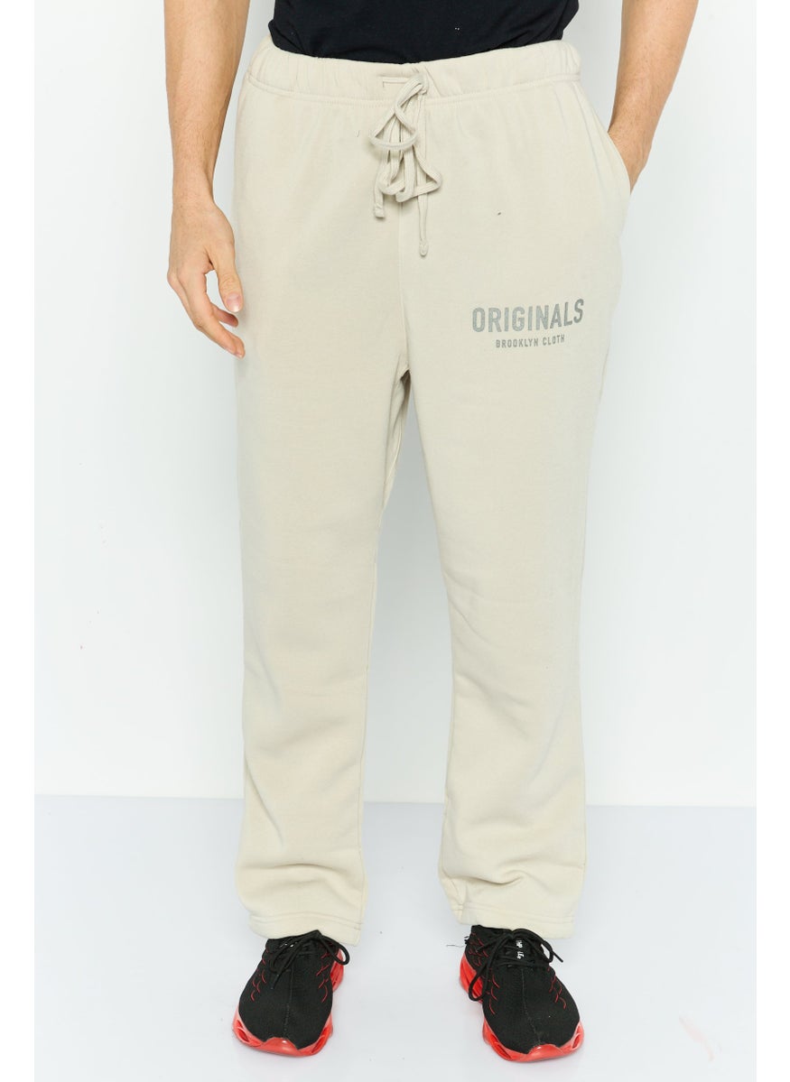 Men Relaxed Fit Drawstring Side Pocket Sweatpants, Sand