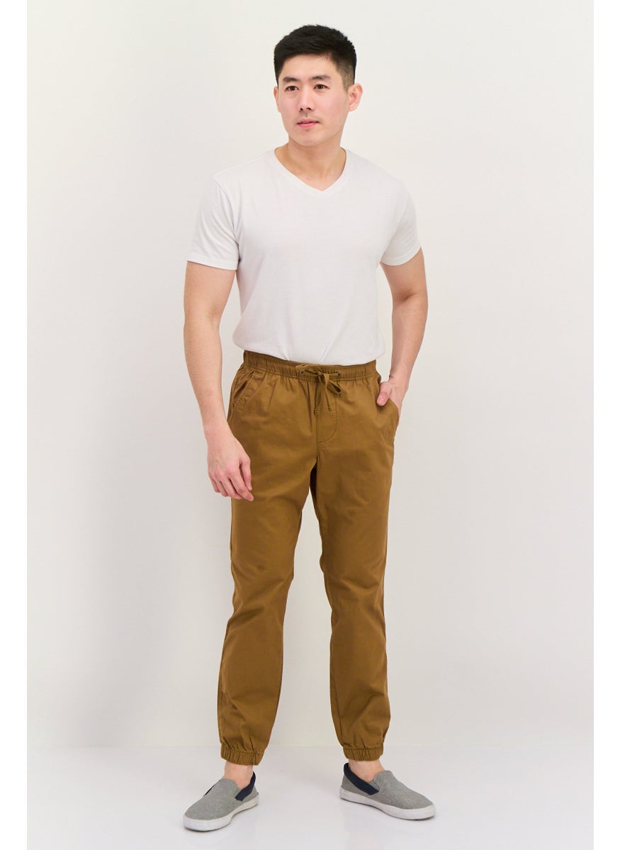 Men Regular Fit Solid Jogger Pants, Brown