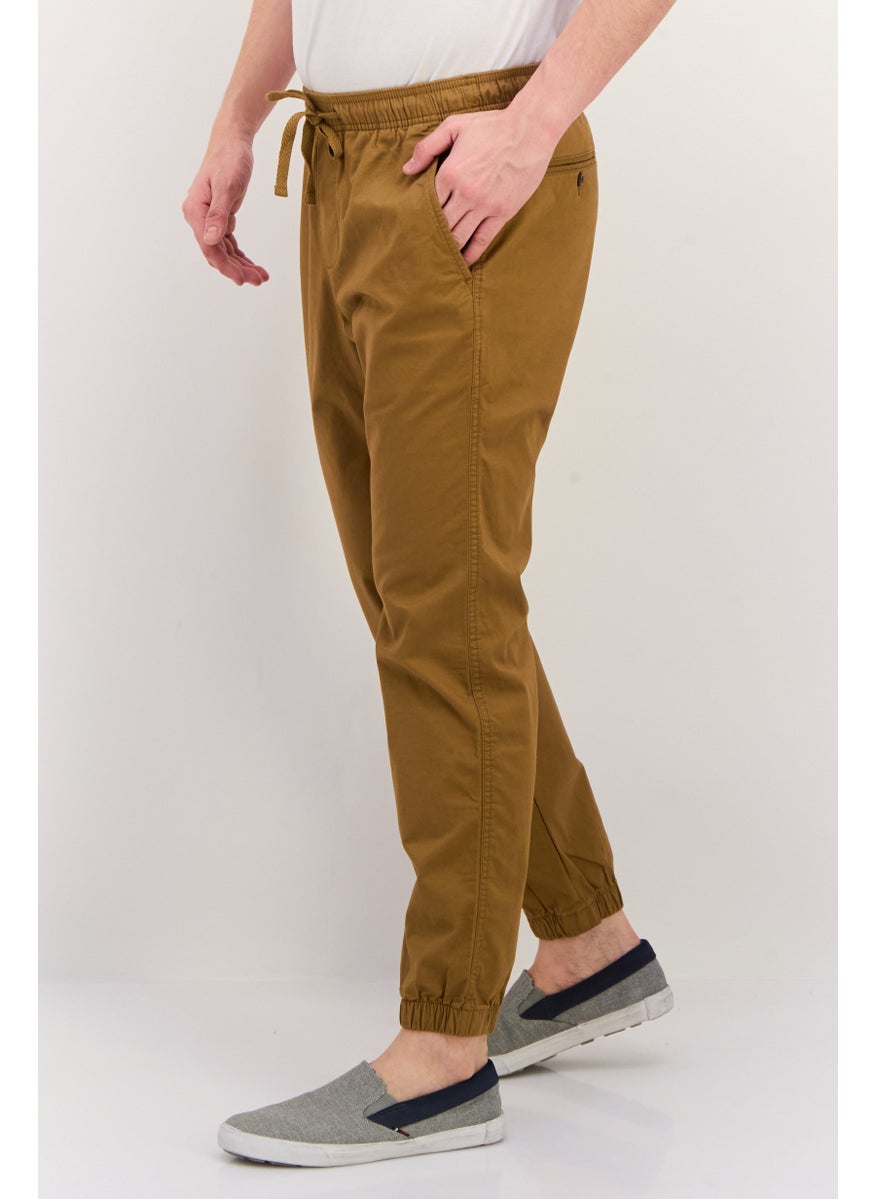 Men Regular Fit Solid Jogger Pants, Brown