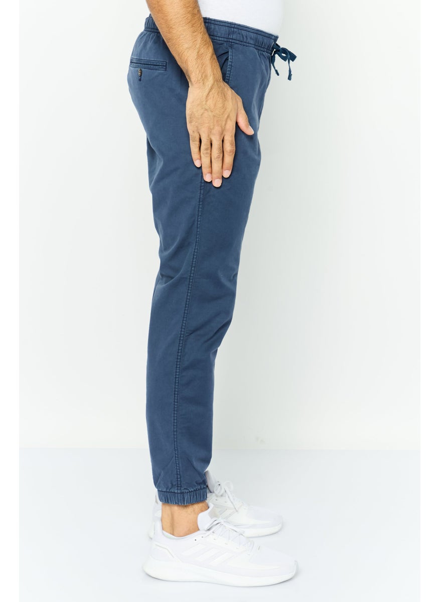 Men Regular Fit Solid Jogger Pants, Navy