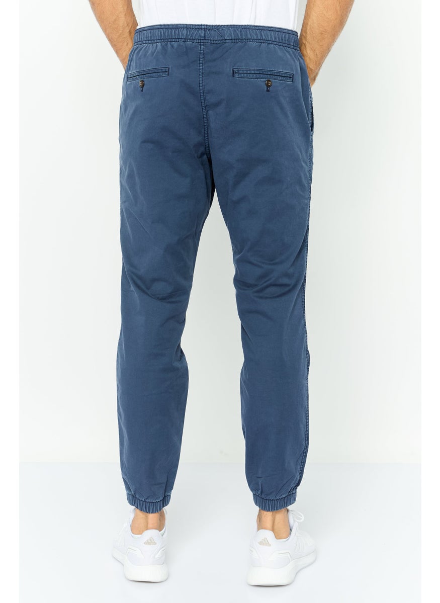 Men Regular Fit Solid Jogger Pants, Navy