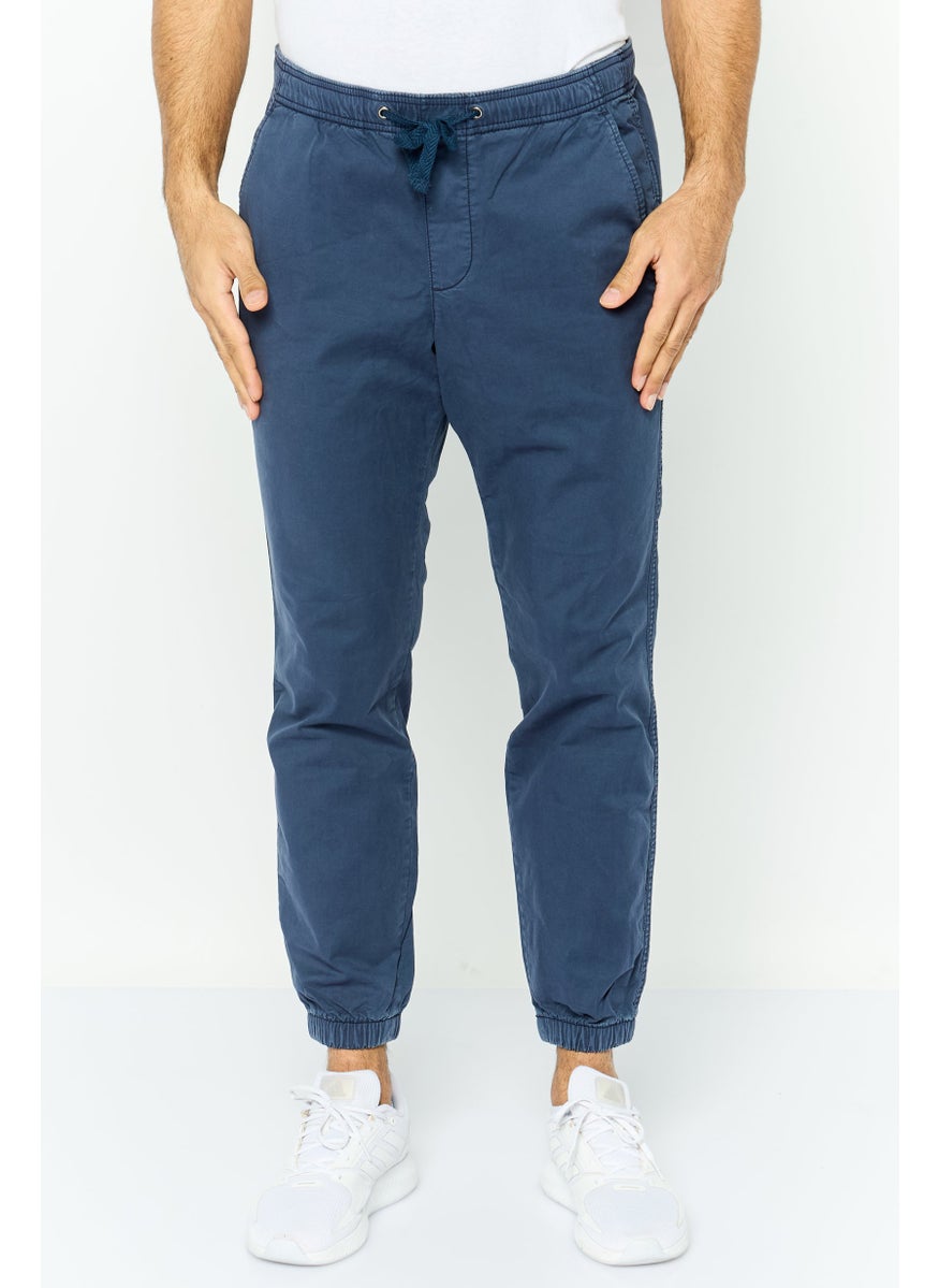 Men Regular Fit Solid Jogger Pants, Navy